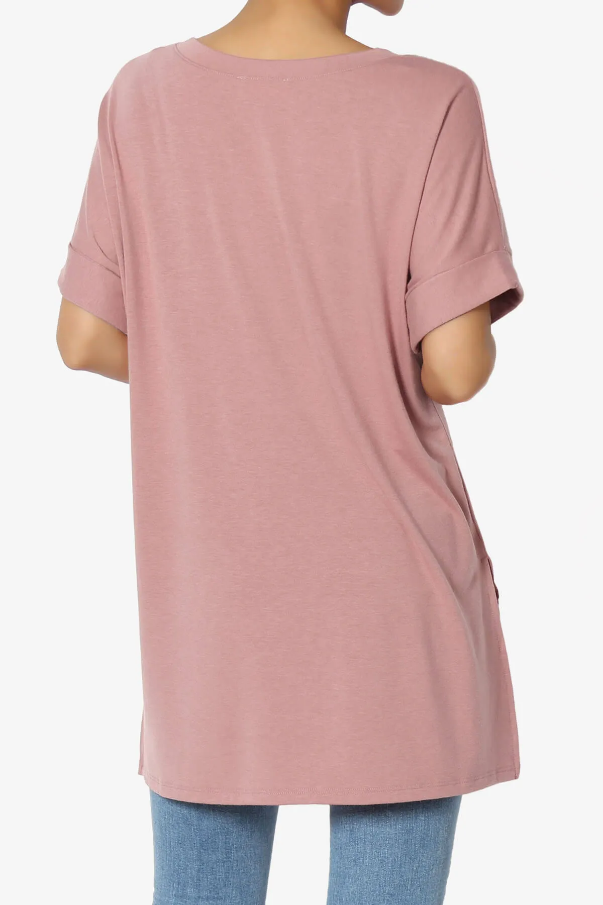 Onella V-Neck Rolled Short Sleeve Top PLUS