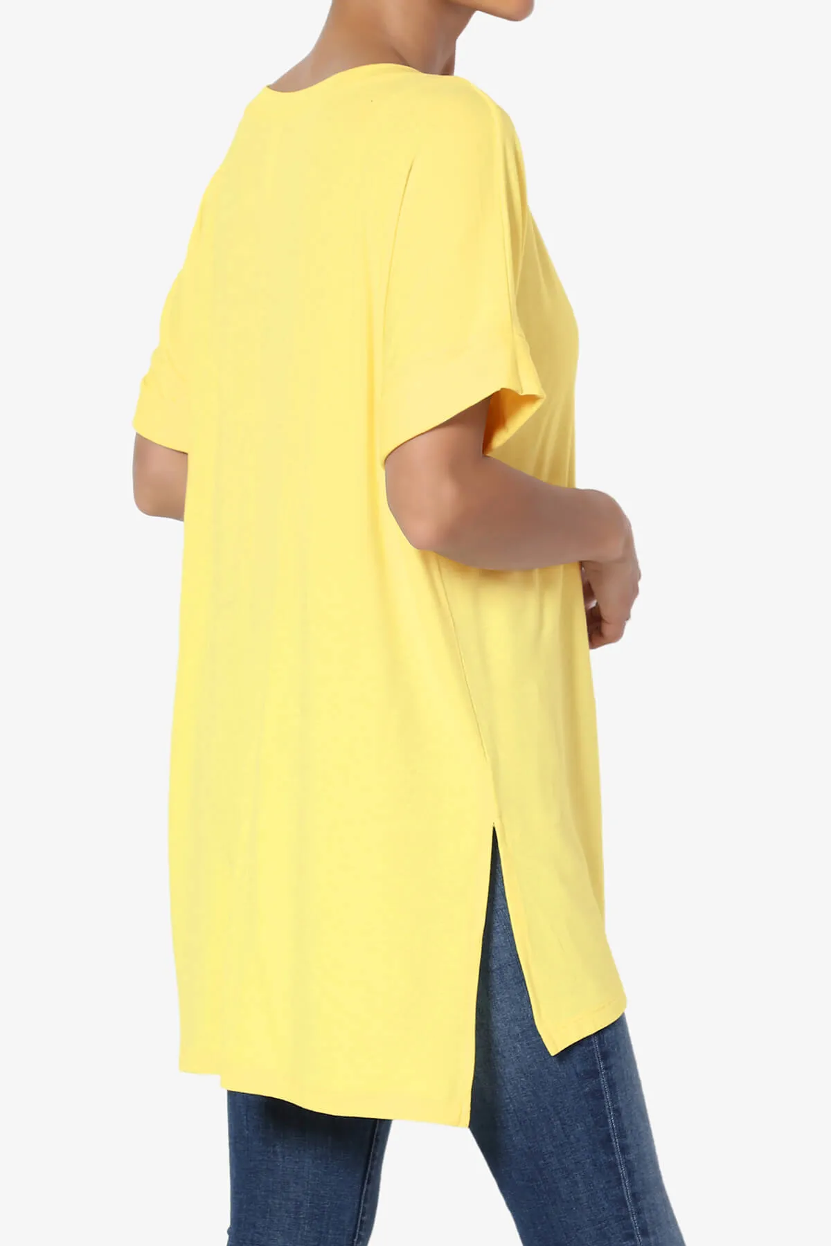 Onella V-Neck Rolled Short Sleeve Top PLUS