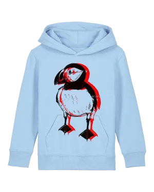 Organic Cotton Kids Hoodie | Double puffin on blue