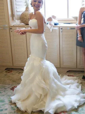 Organza Mermaid Wedding Dresses, 2017 Long Custom Wedding Gowns, Affordable Bridal Dresses, TYP1137