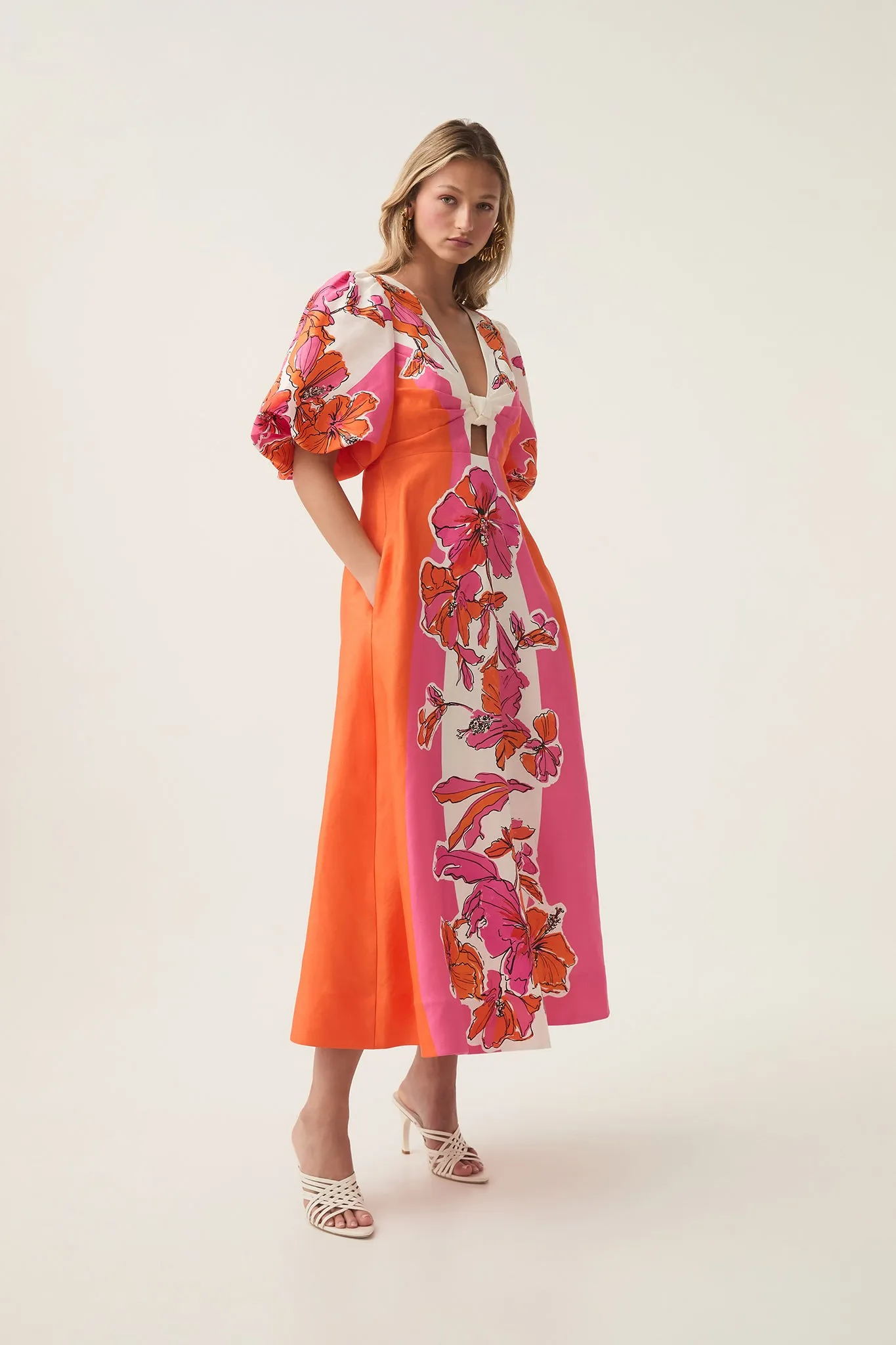 Overflow Knotted Midi Dress