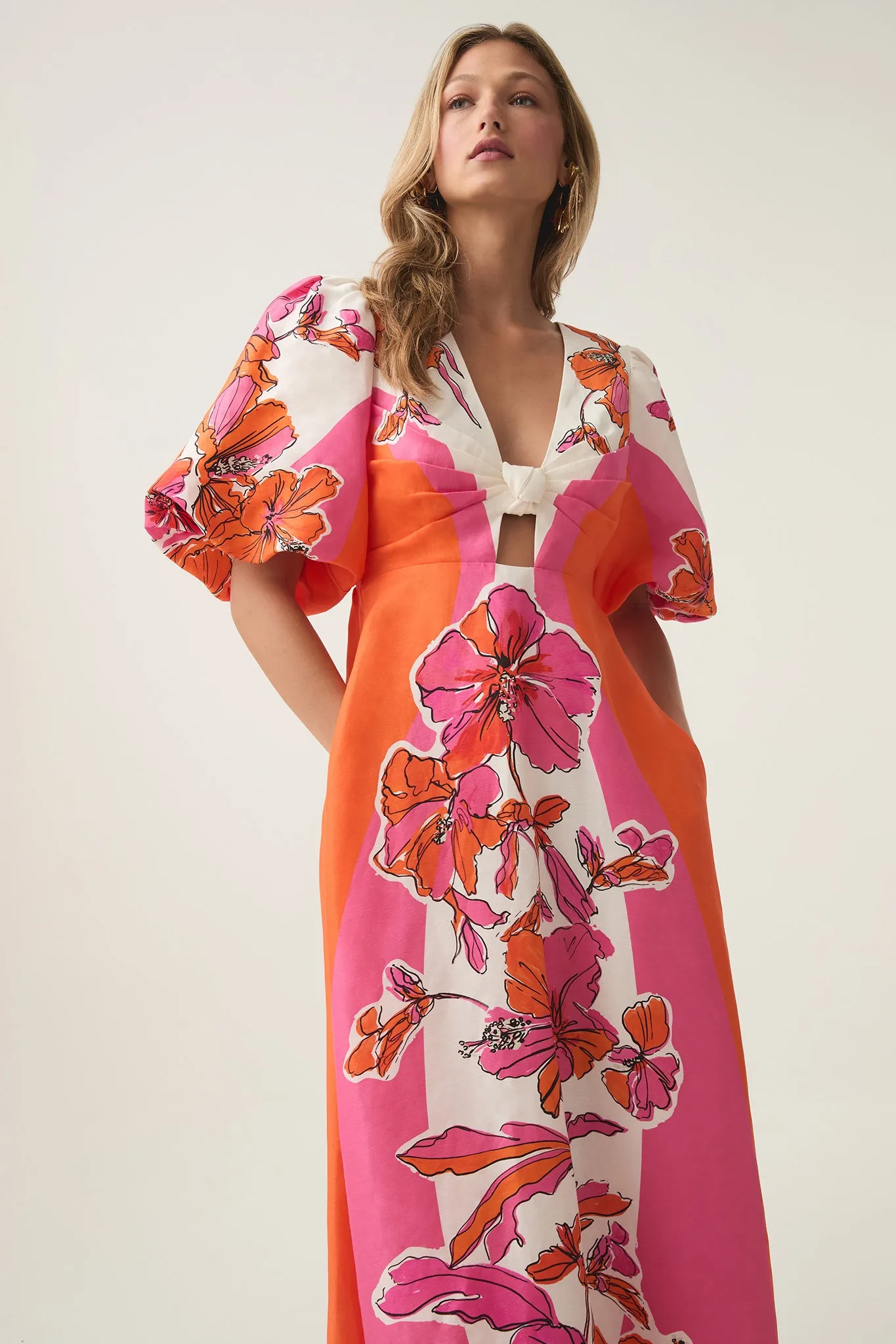 Overflow Knotted Midi Dress