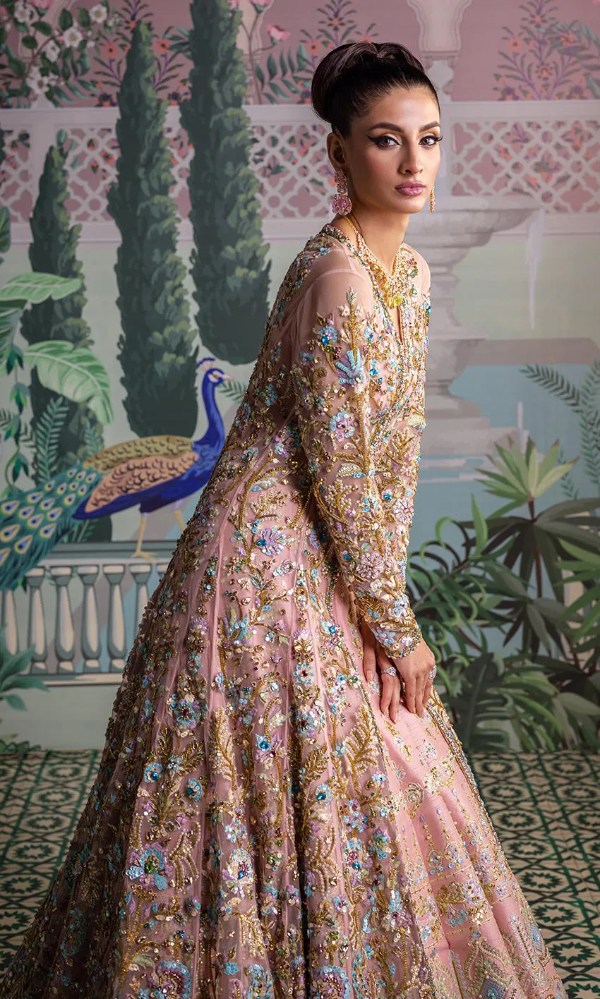 Pakistani Bridal Dress in Embellished Pink Gown Style