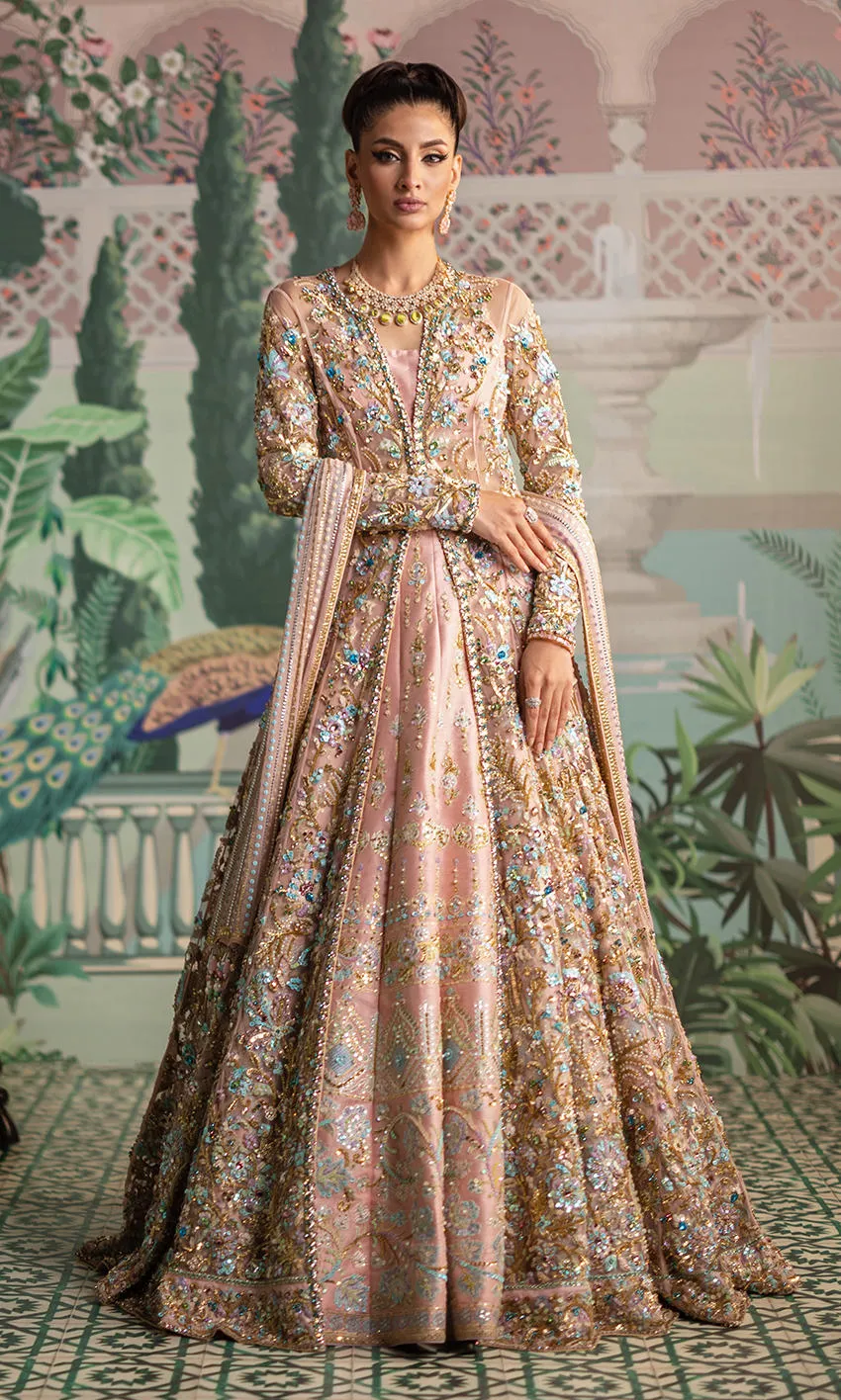 Pakistani Bridal Dress in Embellished Pink Gown Style