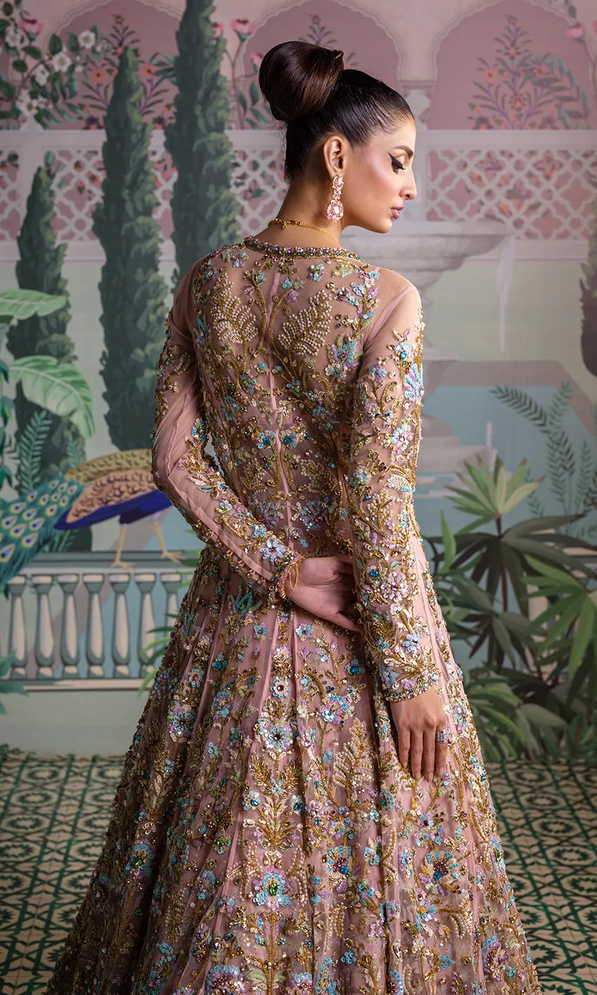 Pakistani Bridal Dress in Embellished Pink Gown Style
