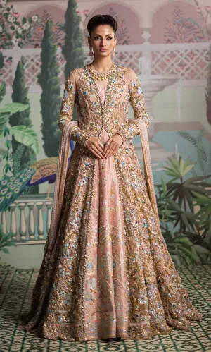 Pakistani Bridal Dress in Embellished Pink Gown Style