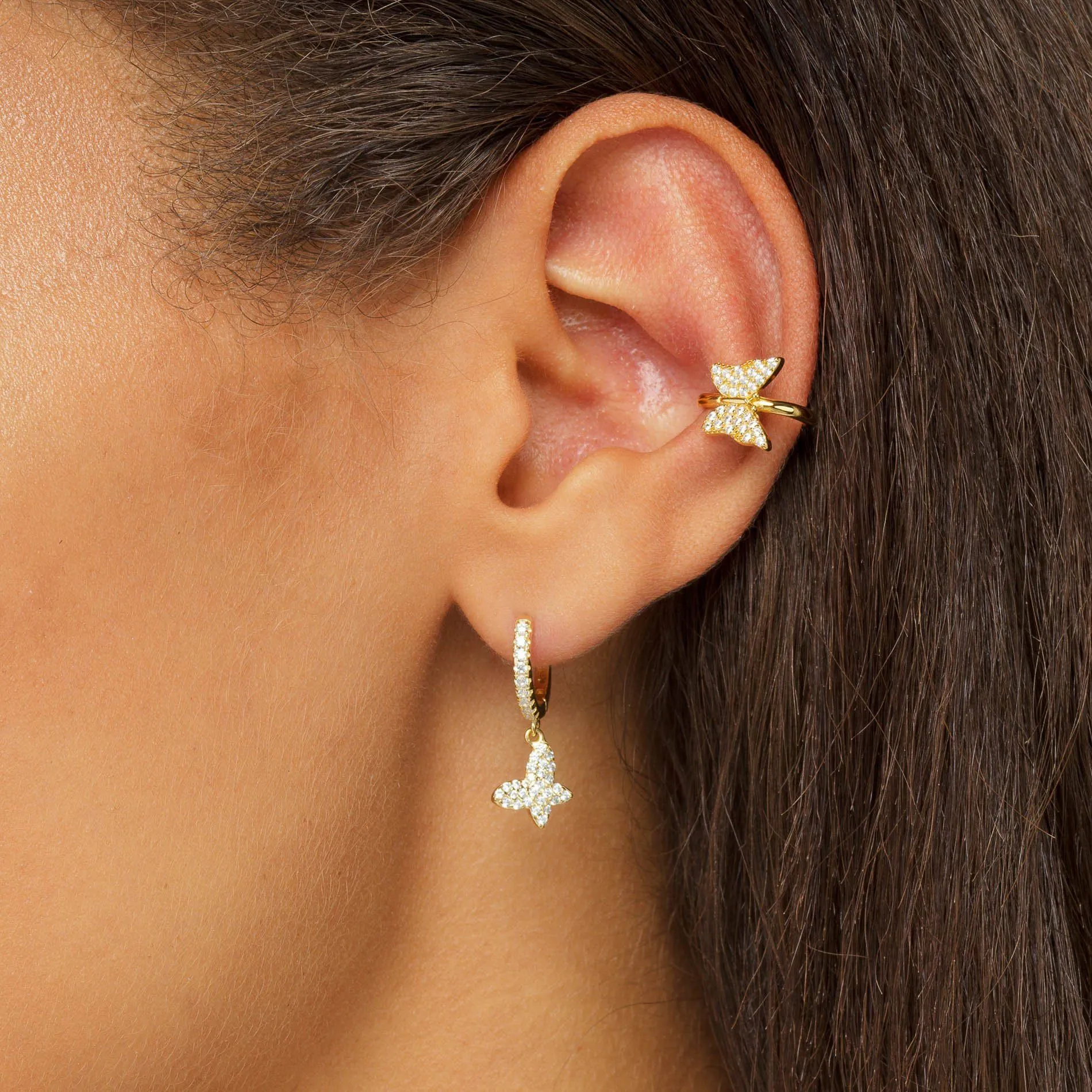 Pavé Butterfly Huggie Earring