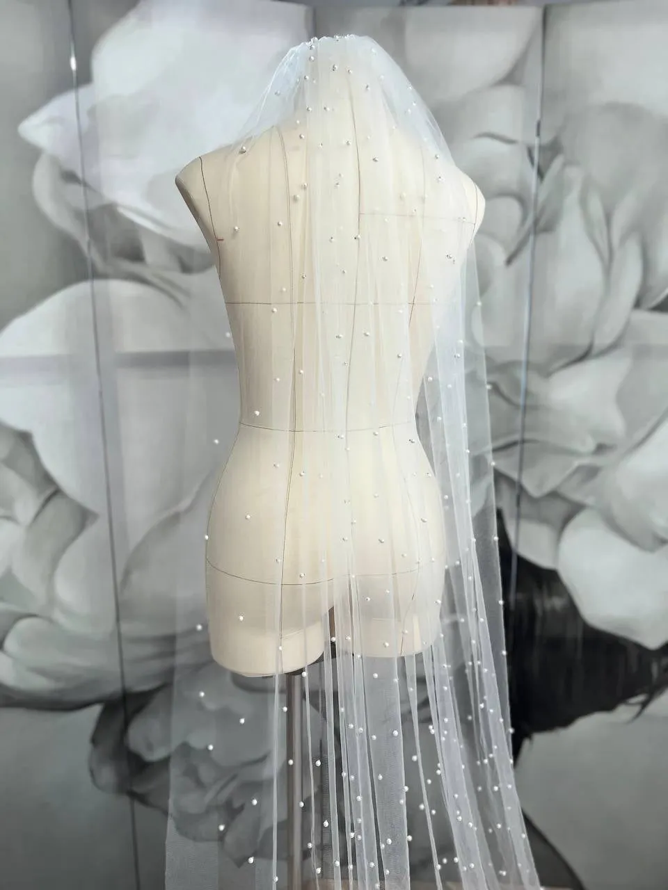 Pearl tulle veil