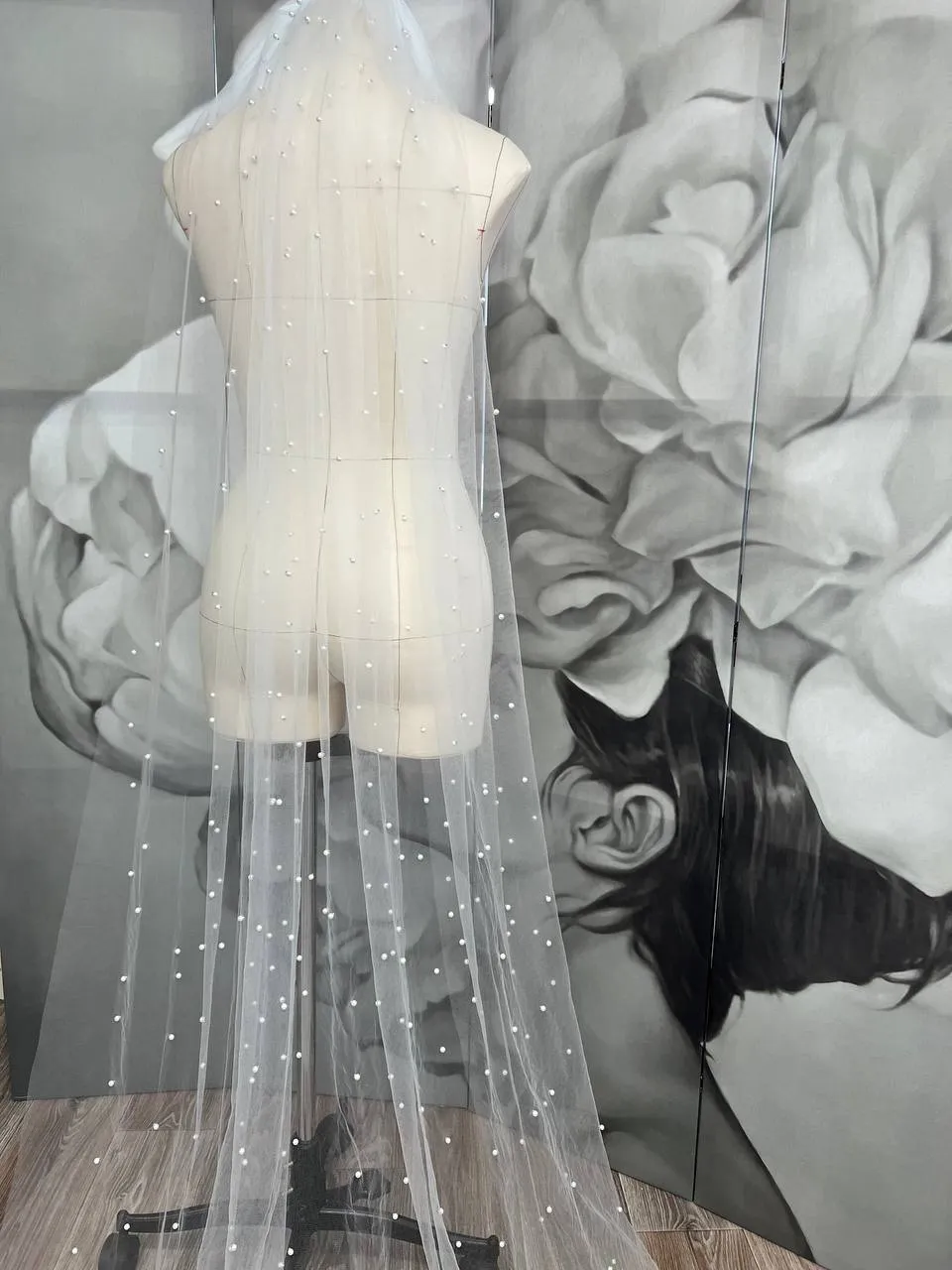 Pearl tulle veil