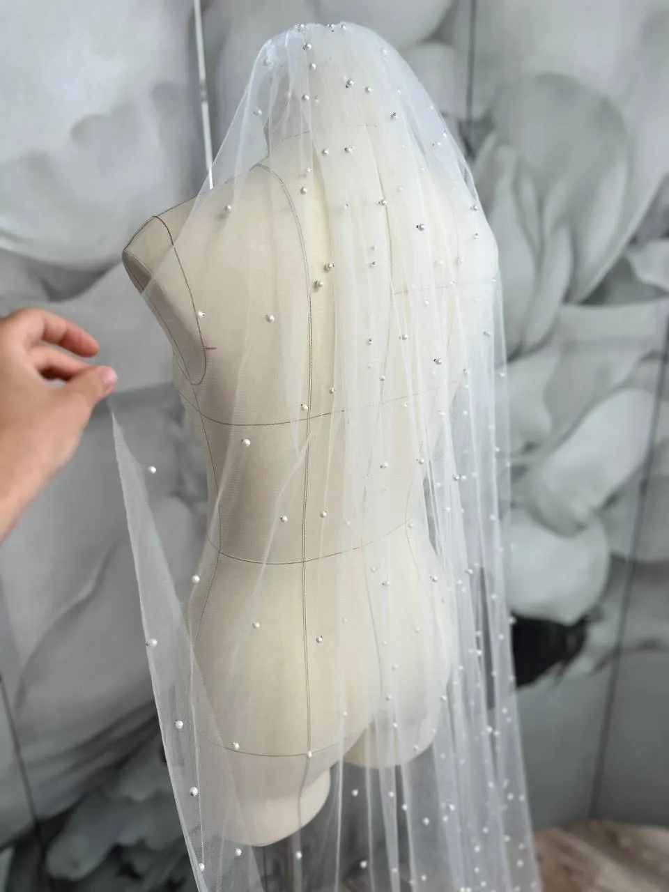 Pearl tulle veil