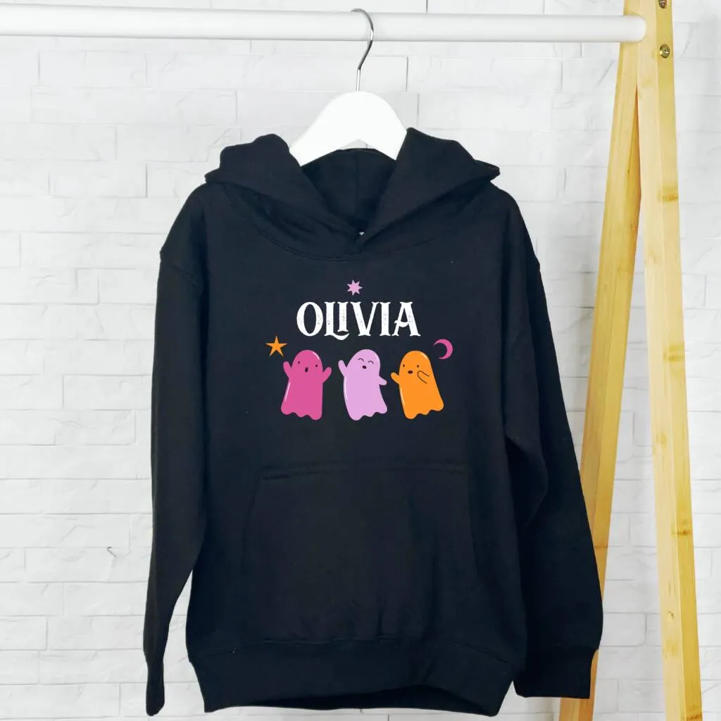 Personalised Ghost Halloween Kids Hoodie