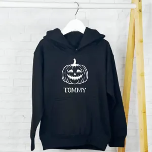 Personalised Pumpkin Bones Kids Halloween Hoodie