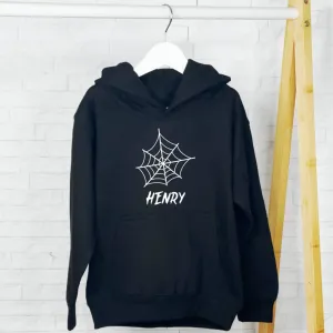 Personalised Spider Web Kids Halloween Hoodie