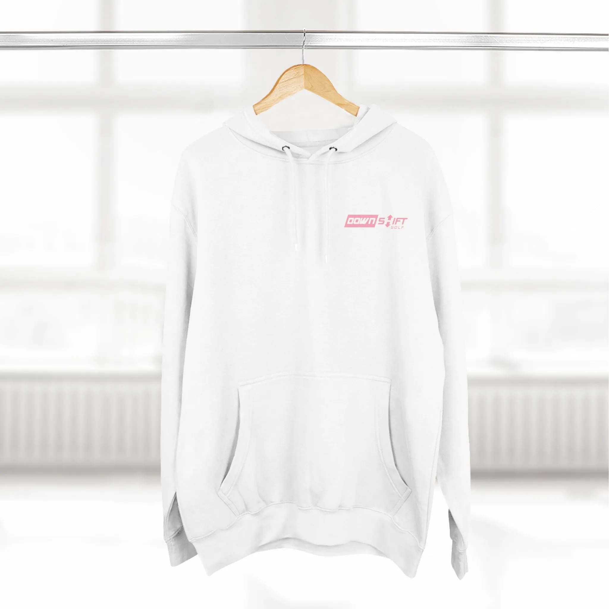Pink Fire Downshift Logo Three-Panel Fleece Hoodie