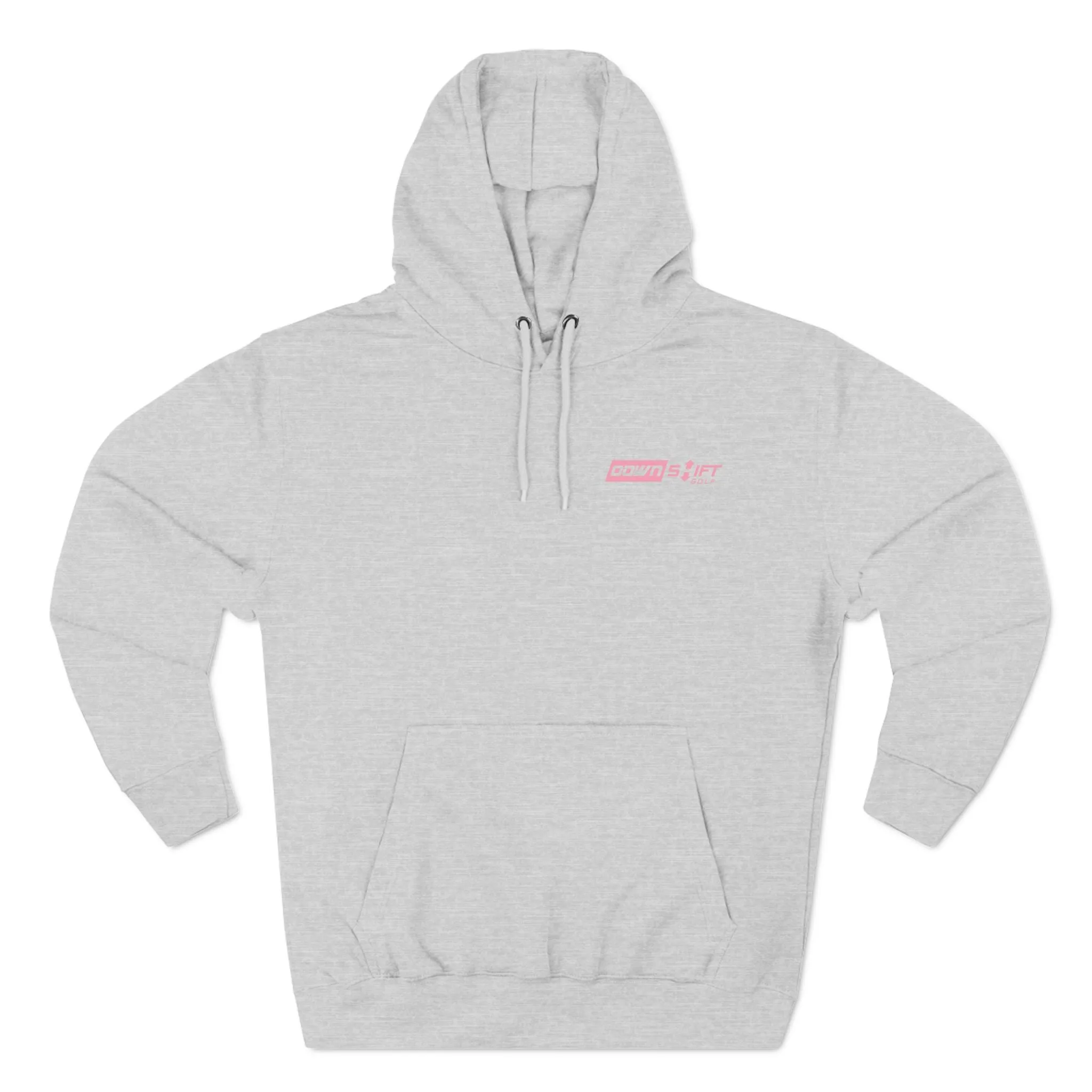 Pink Fire Downshift Logo Three-Panel Fleece Hoodie