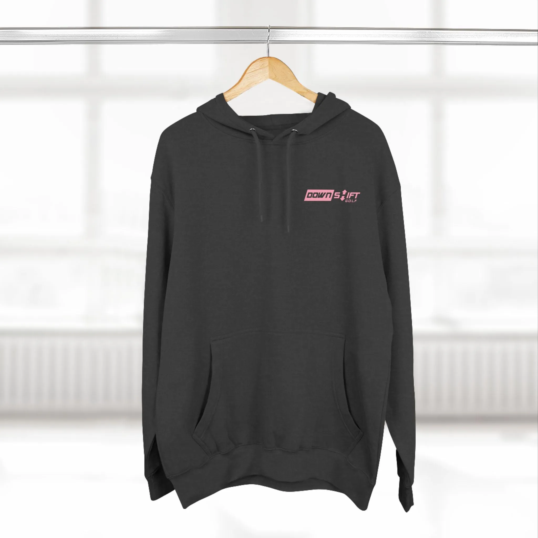 Pink Fire Downshift Logo Three-Panel Fleece Hoodie