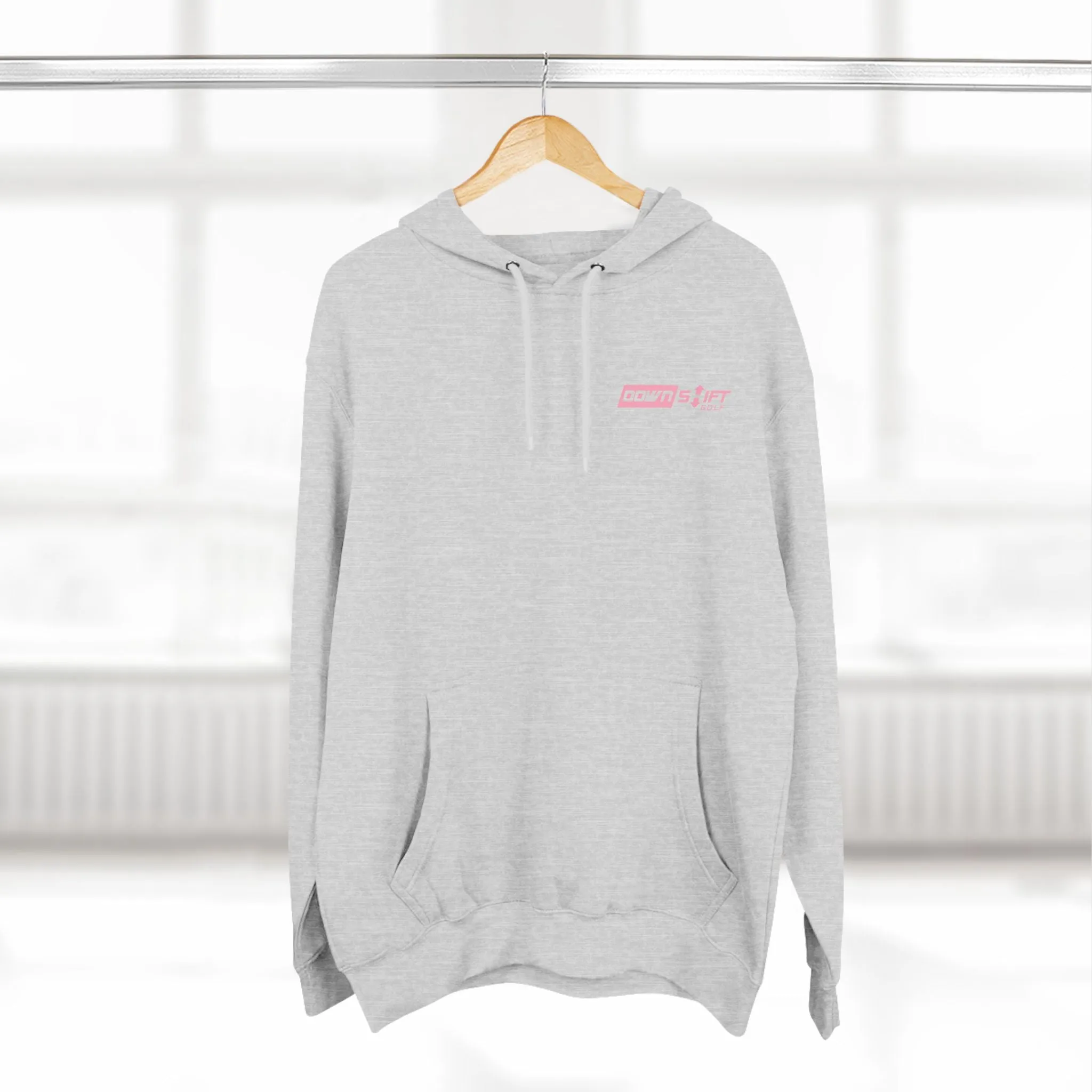 Pink Fire Downshift Logo Three-Panel Fleece Hoodie