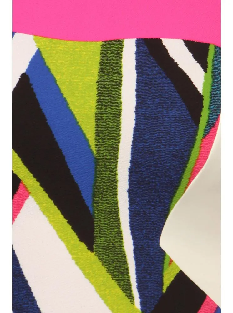 Plus Size Mod Art Strokes Pink Colorblock Dress