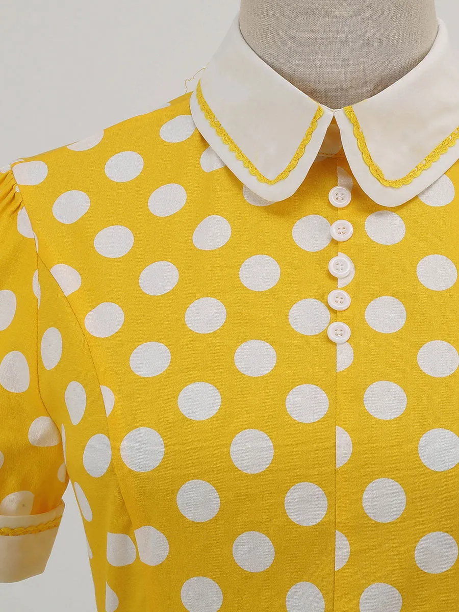Polka Dots Peter Pan Collar 1950S Dress With Pockets