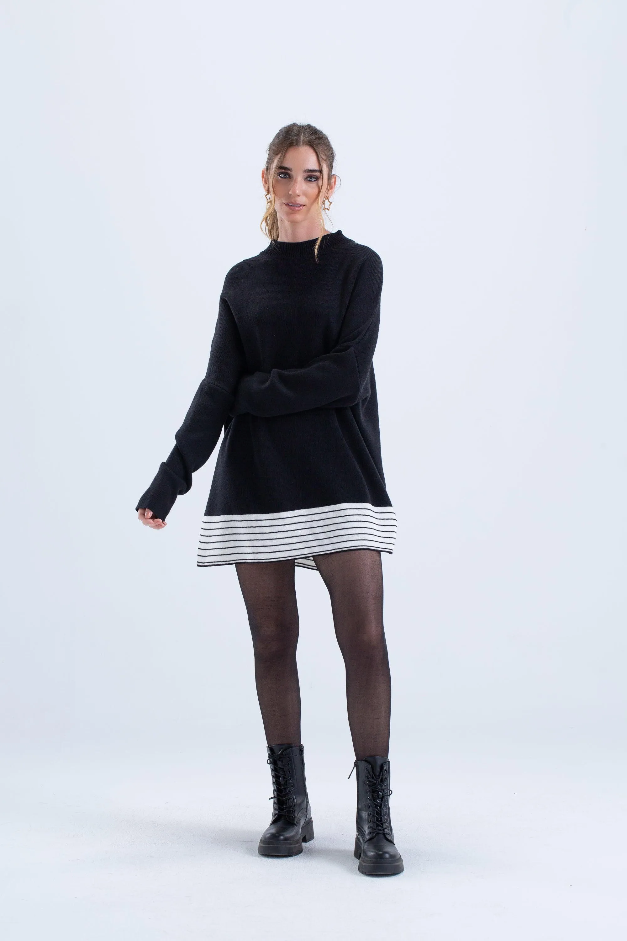 Poncho with White Striped End