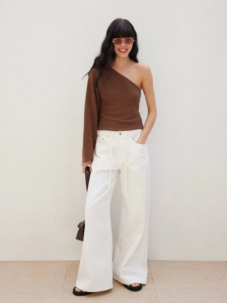 Pure Cotton Washed Wide-Leg Jeans