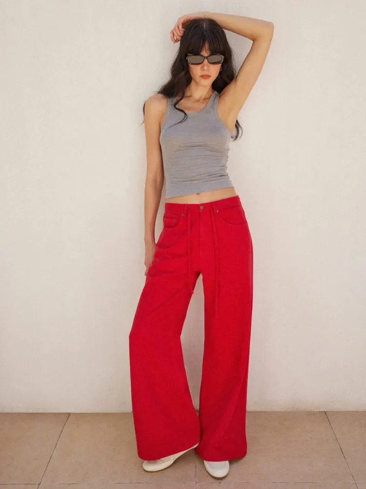 Pure Cotton Washed Wide-Leg Jeans