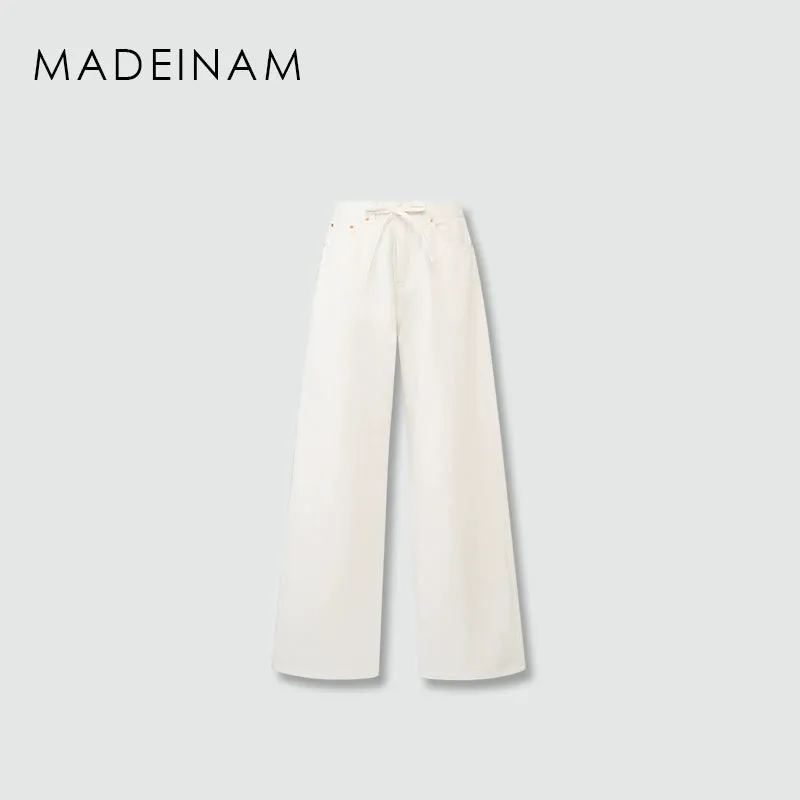 Pure Cotton Washed Wide-Leg Jeans
