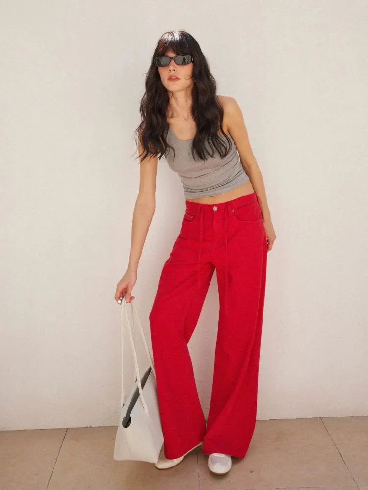 Pure Cotton Washed Wide-Leg Jeans