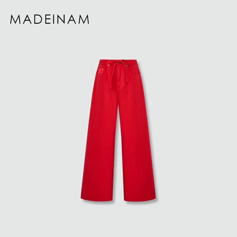 Pure Cotton Washed Wide-Leg Jeans