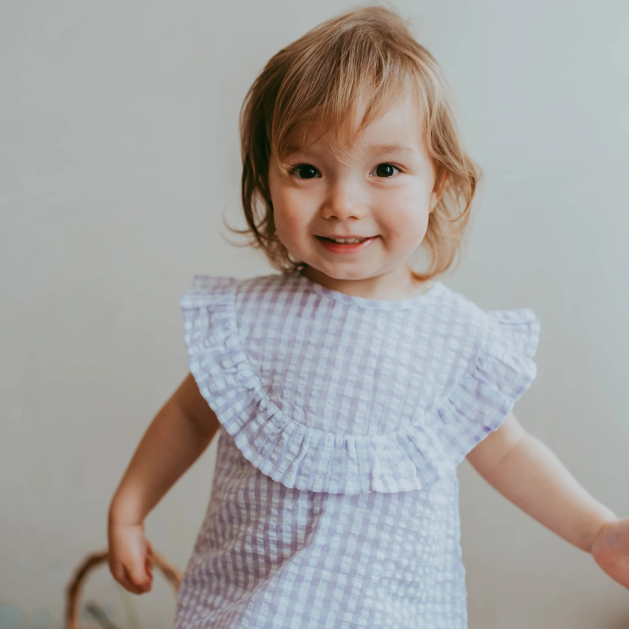 Purple Gingham Print Top