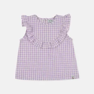 Purple Gingham Print Top