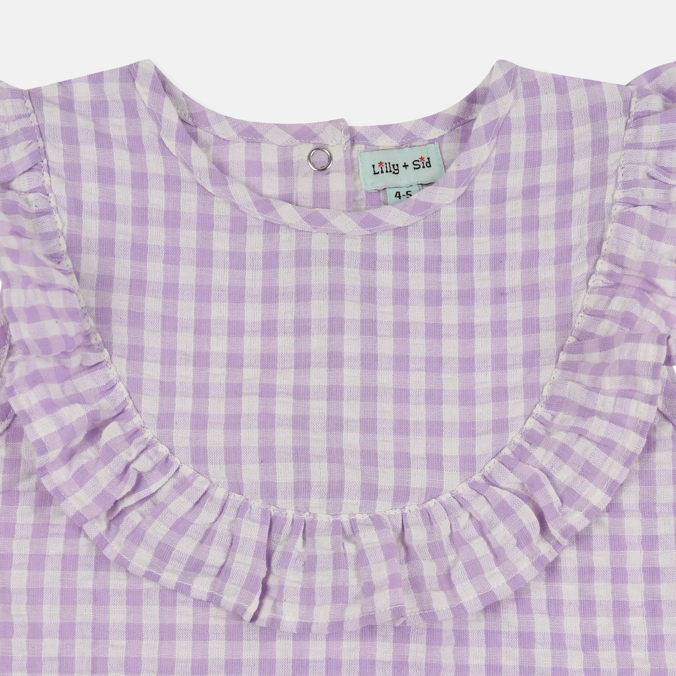 Purple Gingham Print Top