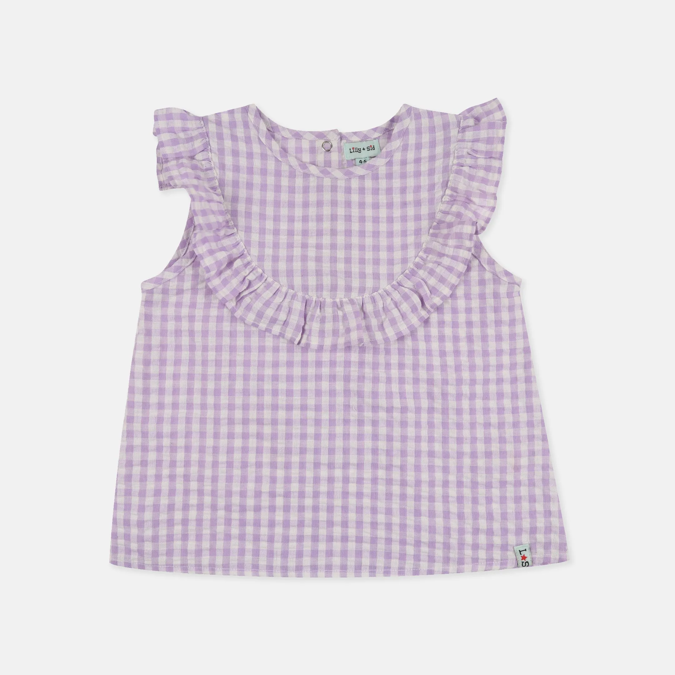 Purple Gingham Print Top