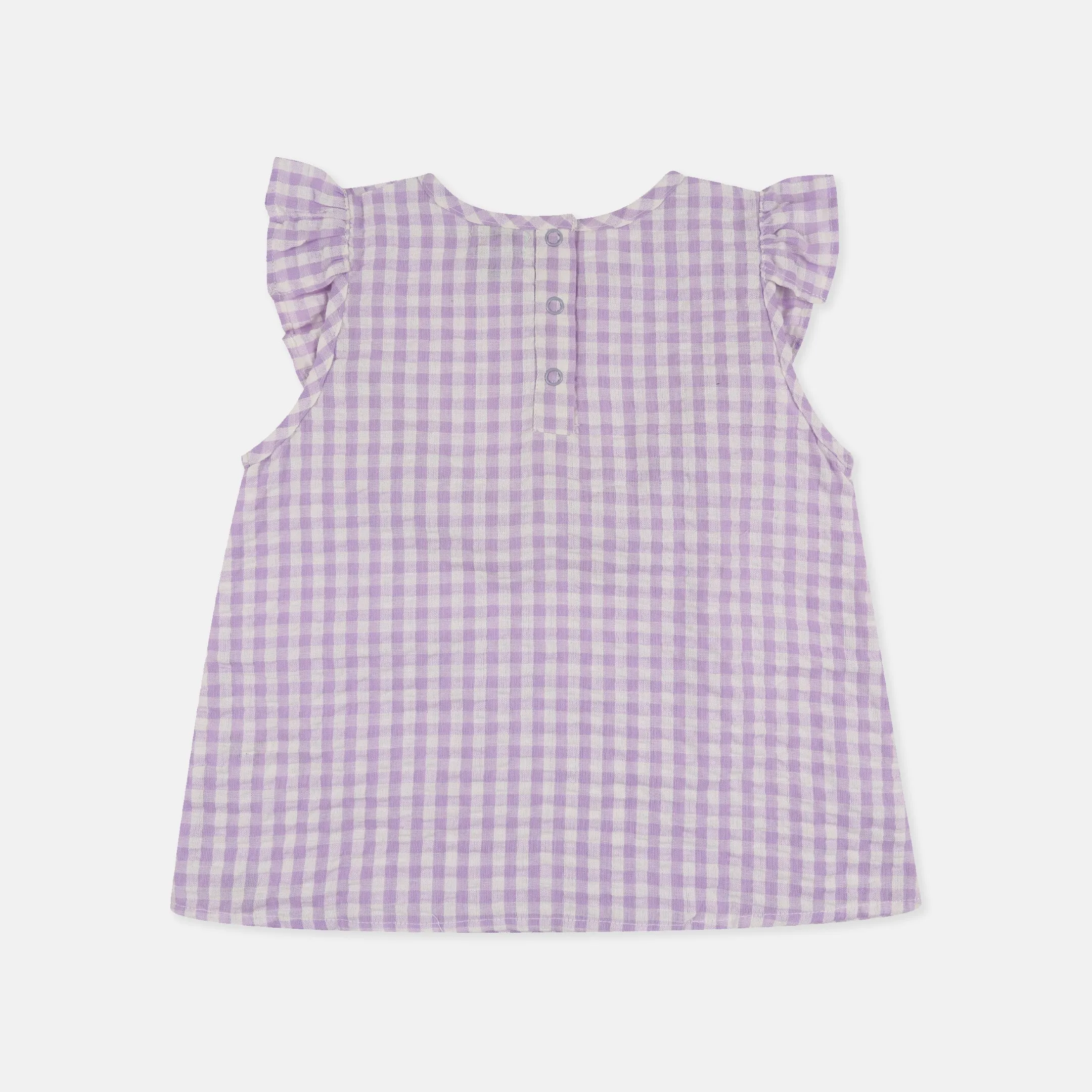 Purple Gingham Print Top