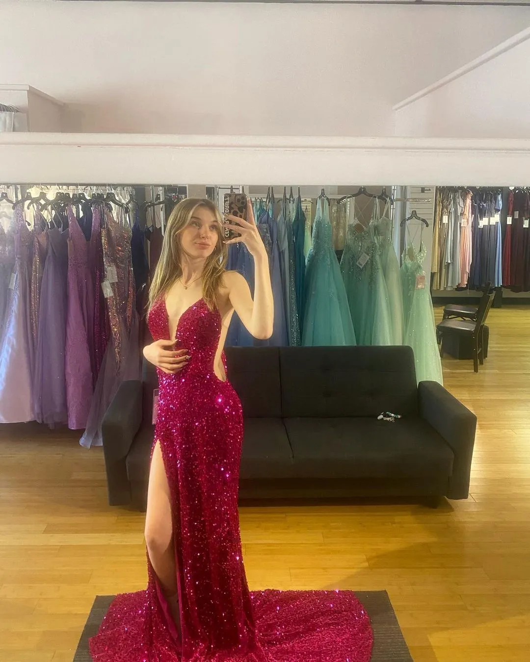Purple Sequin Straps Mermaid Long Formal Dress