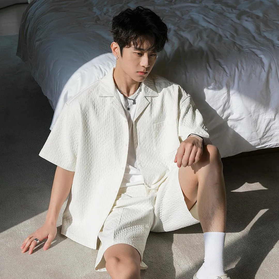 Quilted Textured Short Sleeve Blazer & Shorts