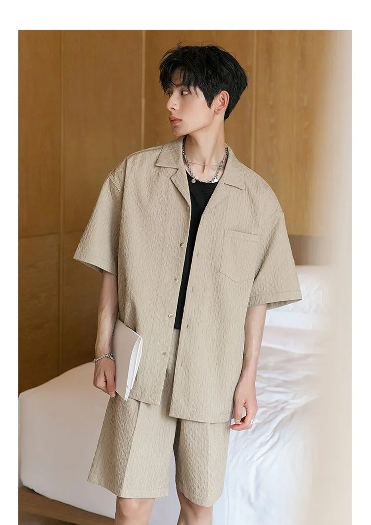 Quilted Textured Short Sleeve Blazer & Shorts