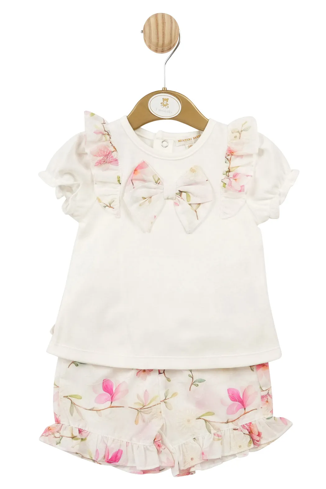 "Evangeline" White & Pink Floral Top & Shorts