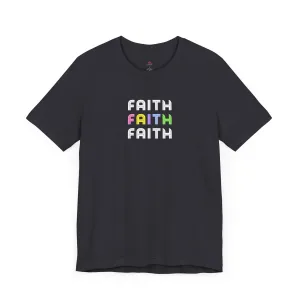 "Faith Rainbow Stacked Christian T-Shirt - Colorful Inspirational Graphic Tee for Women"