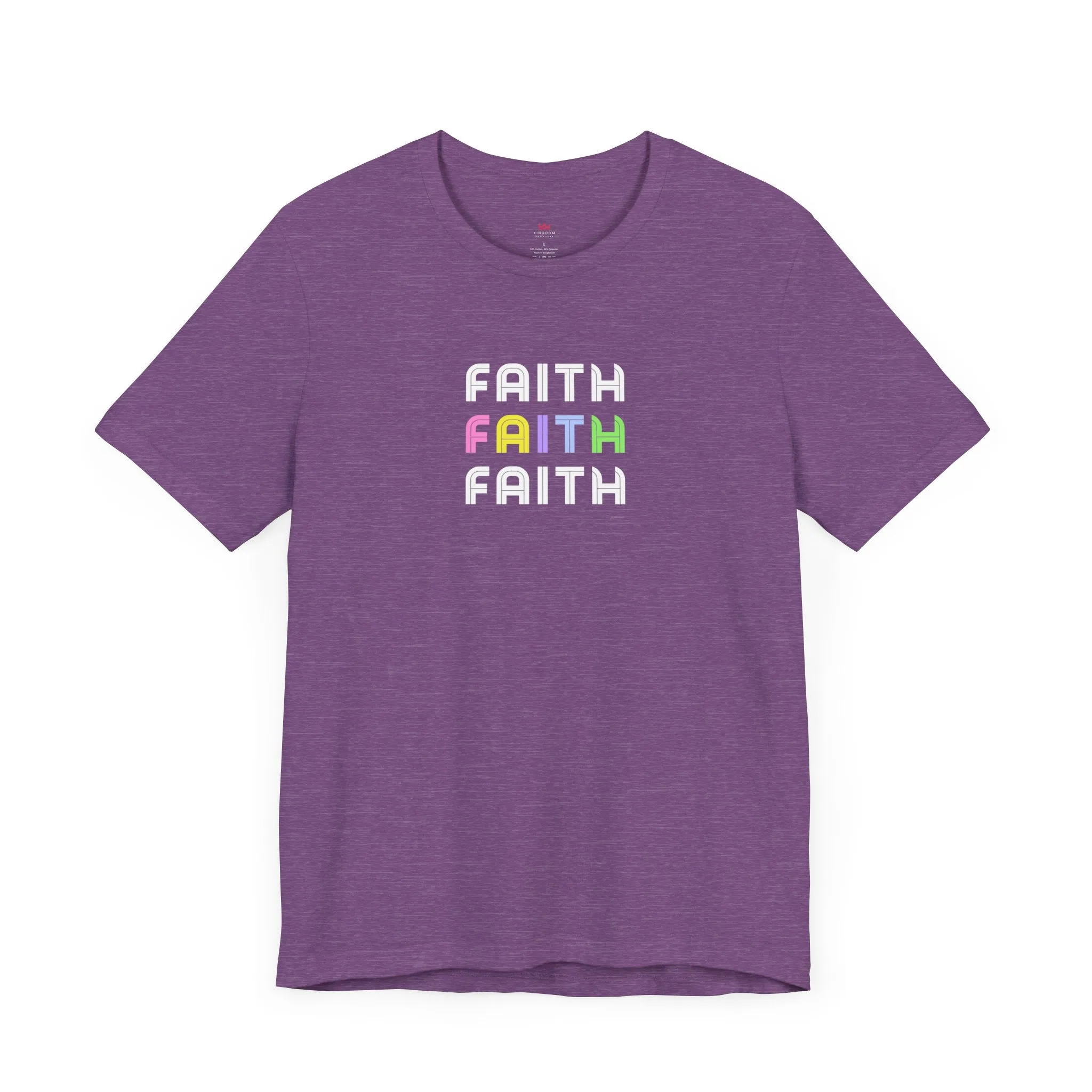 "Faith Rainbow Stacked Christian T-Shirt - Colorful Inspirational Graphic Tee for Women"