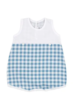 "Stanley" Teal Gingham Romper
