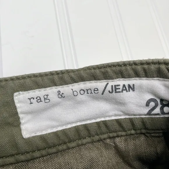 RAG &amp; BONE Women’s Army Green Cotton Mid-Rise Cargo Shorts Size 28