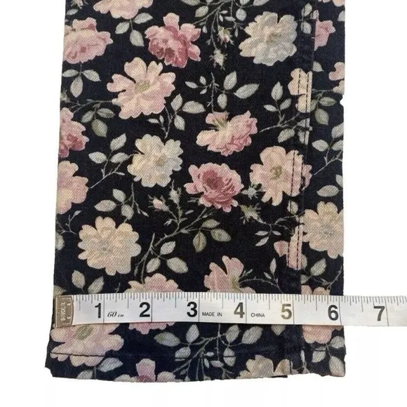 Rebecca Taylor Women Pants Size 27 La Vie Ariane Rose Ines Black Floral Jeans