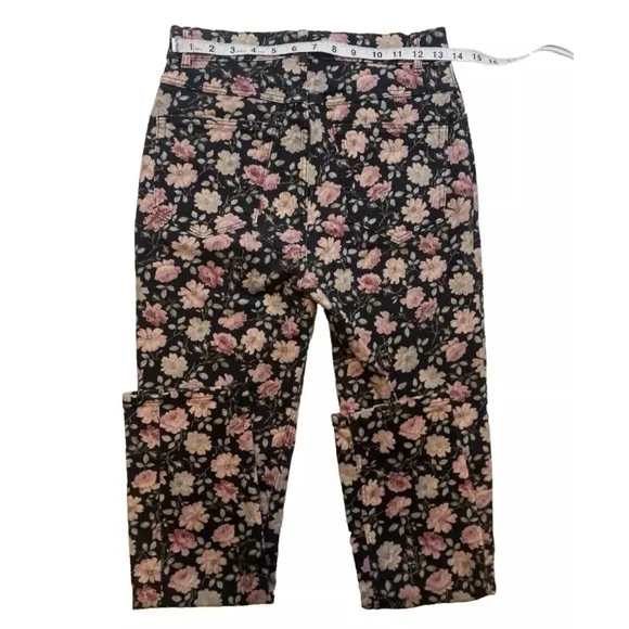 Rebecca Taylor Women Pants Size 27 La Vie Ariane Rose Ines Black Floral Jeans