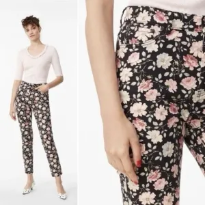 Rebecca Taylor Women Pants Size 27 La Vie Ariane Rose Ines Black Floral Jeans