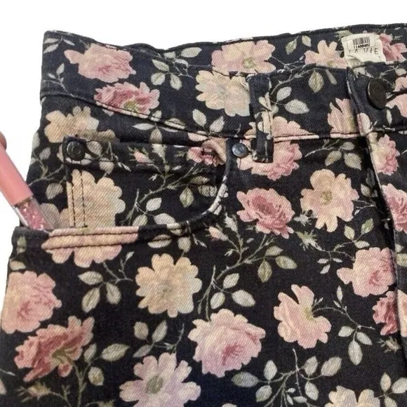 Rebecca Taylor Women Pants Size 27 La Vie Ariane Rose Ines Black Floral Jeans