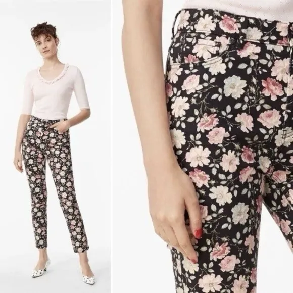 Rebecca Taylor Women Pants Size 27 La Vie Ariane Rose Ines Black Floral Jeans