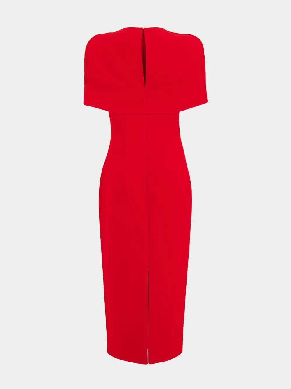 Red Cape Crepe Midi Dress