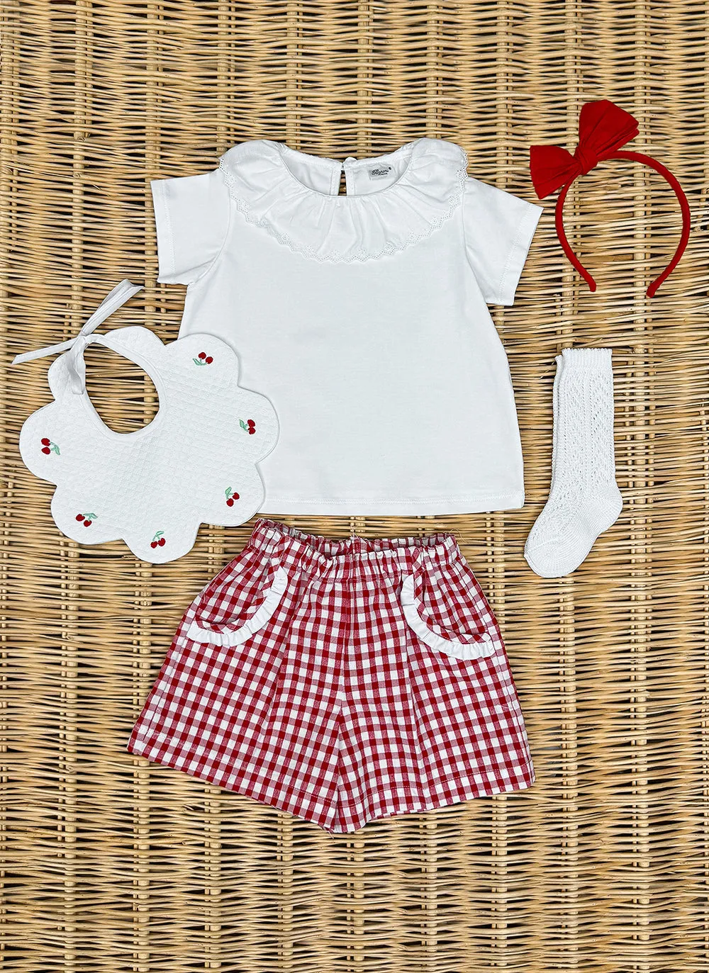 Red check Girly Shorts