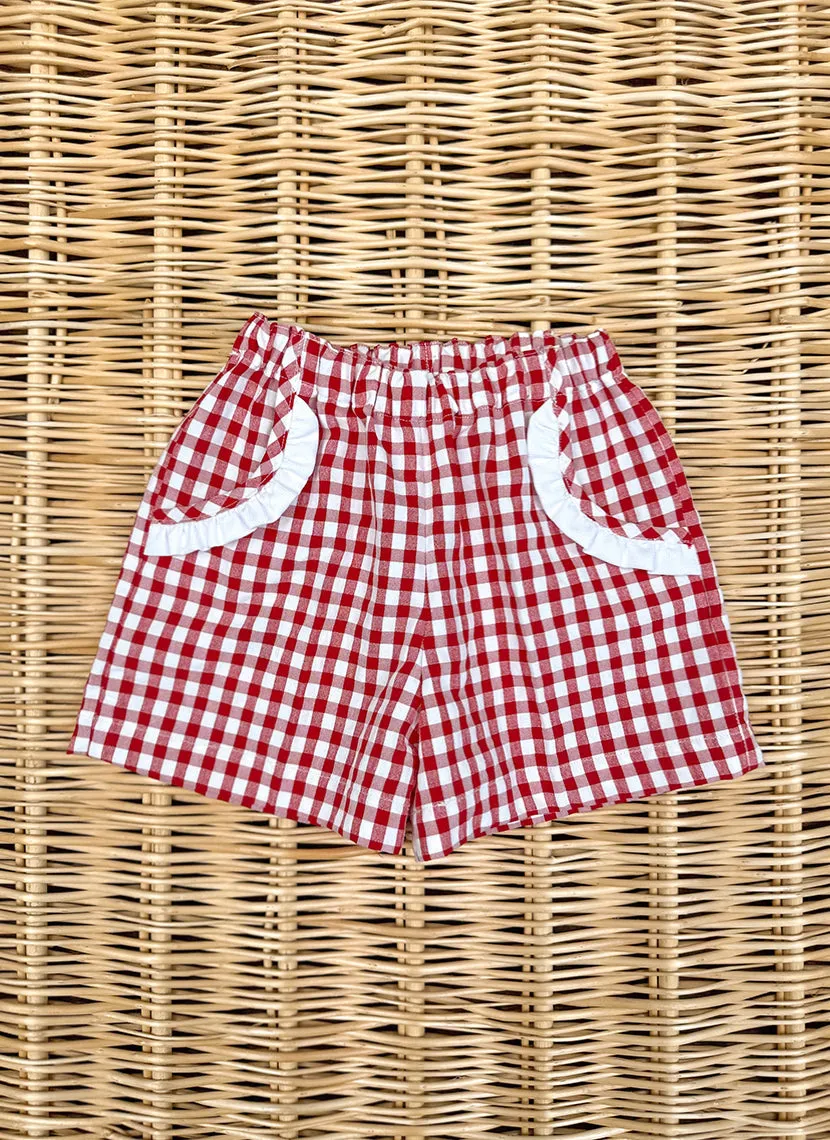 Red check Girly Shorts
